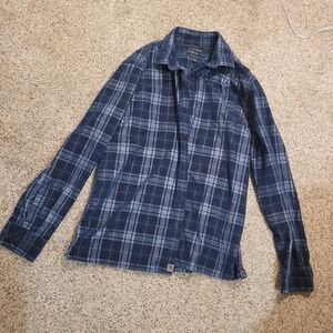 Banana Republic Untucked Slim Fit Cotton Plaid Shirt Size Large